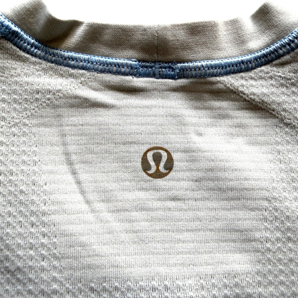 Lululemon Metal Vent Tech Short Sleeve Shirt Gray Blue Stitching Mens L